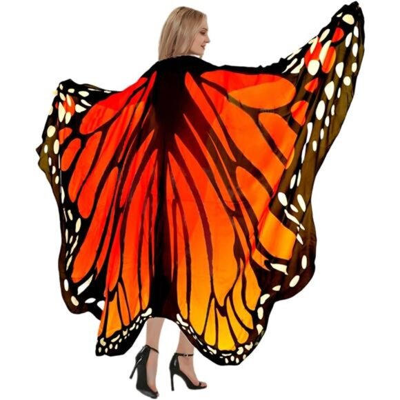 Halloween Butterfly Wings Costume for Womens, Moth Wings Butterfly Cape Adult - Picture 5 of 8